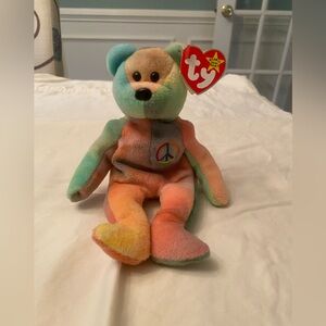 Ty Orange and Green “Peace” Stuffed Animal Plush